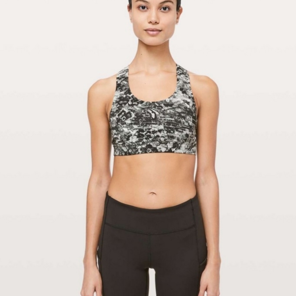 Lululemon All Sport Bra III Masked Lace Starlight Black Size 6